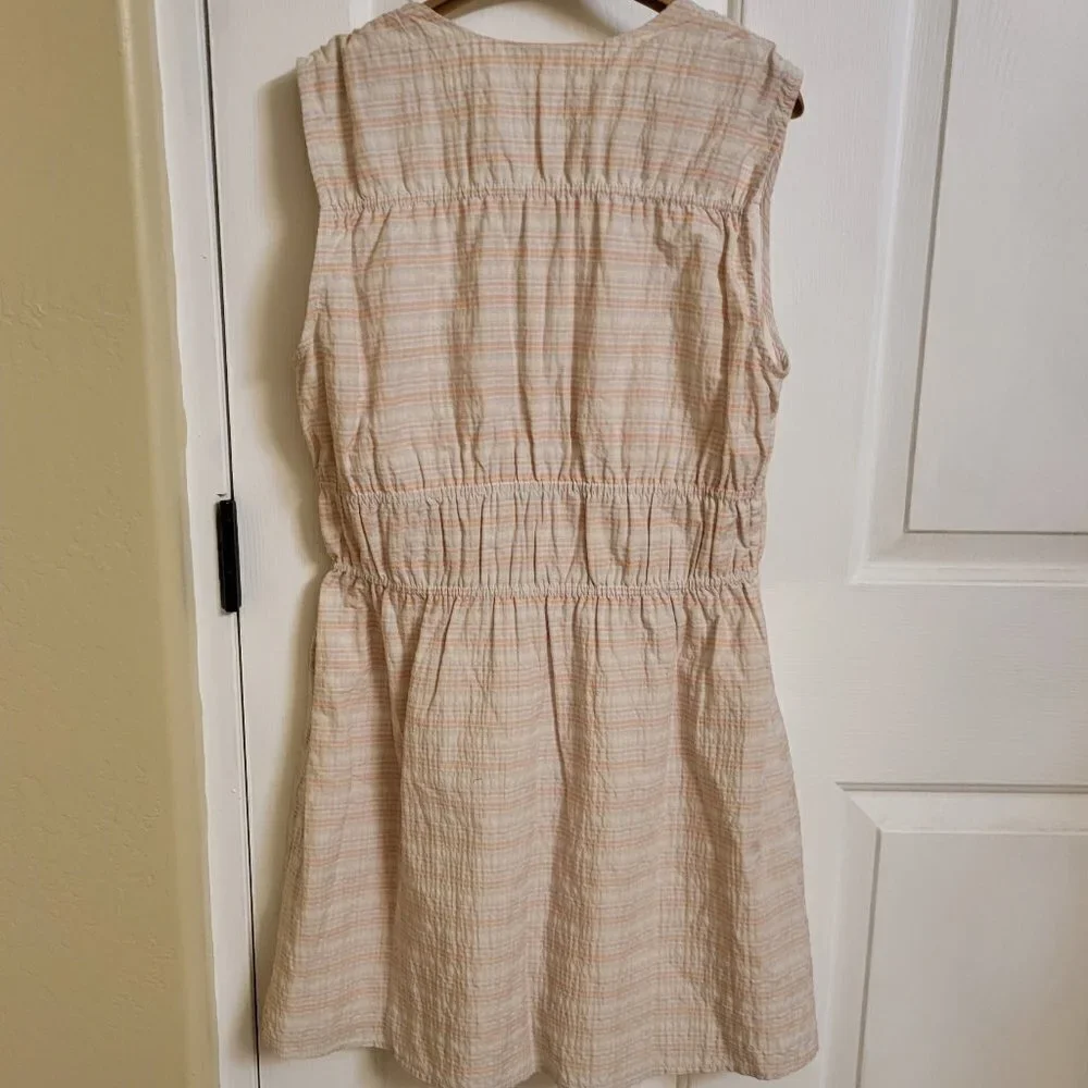 Treasure & Bond Shirred Mini Dress Ivory Honey Plaid Size Small NWOT